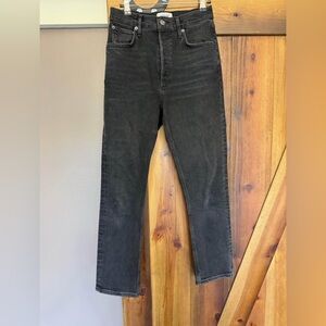 AGOLDE Riley High Rise Straight Crop. Black. Size 26.